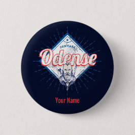Odense City Denmark Retro Viking Vintag Souvenir Button