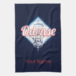Odense City Denmark Retro Viking Vintag Souvenir Geschirrtuch