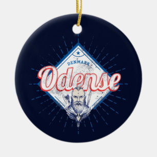 Odense City Denmark Retro Viking Vintag Souvenir Keramik Ornament