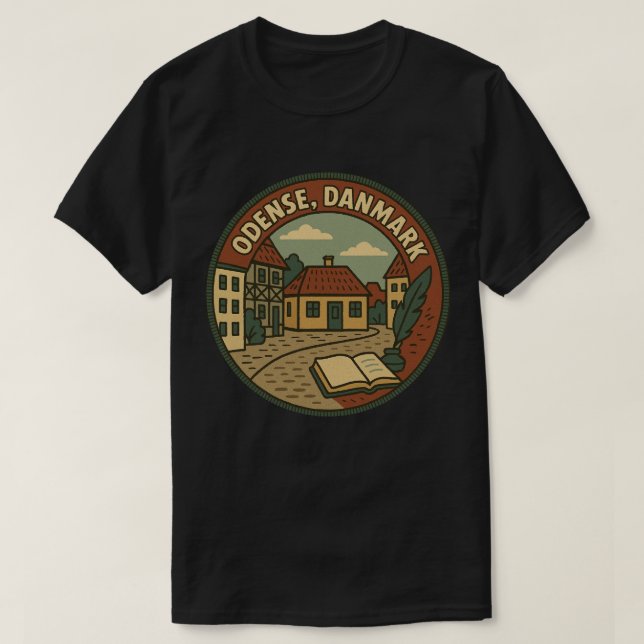 Odense Dänemark Literarisch T-Shirt (Design vorne)