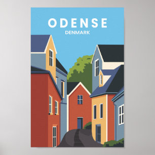 Odense Denmark Famous Travel Place Illustration Poster