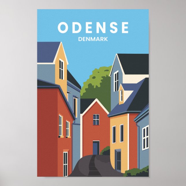 Odense Denmark Famous Travel Place Illustration Poster (Vorne)