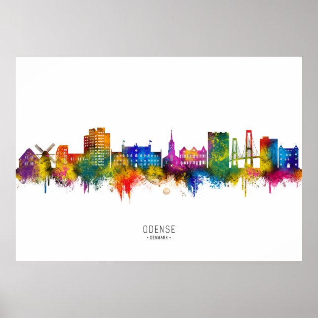 Odense Denmark Skyline Poster (Vorne)