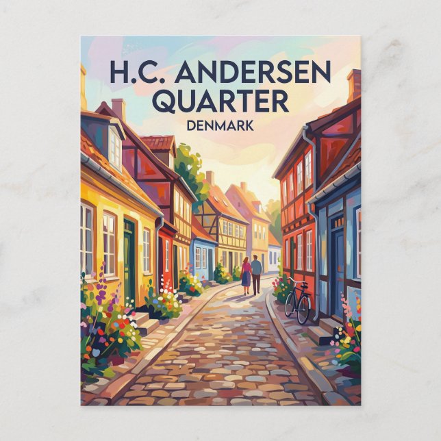 Odense H.C. Andersen Viertel Dänemark Postkarte (Vorderseite)
