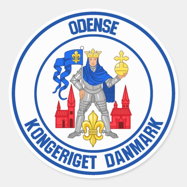 Odense Round Emblem Runder Aufkleber (Vorderseite)