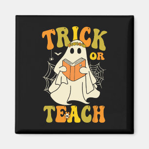 Oder lehren Groovy Halloween Retro Floral Ghost Te Magnet