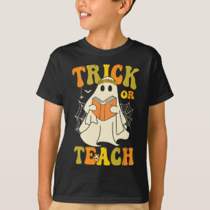 Oder lehren Groovy Halloween Retro Floral Ghost Te T-Shirt