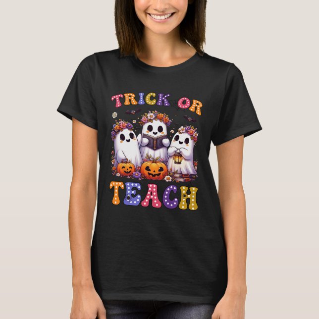 Oder lehrt Halloween Ghost Pumpkin Spooky Teacher  T-Shirt (Vorderseite)