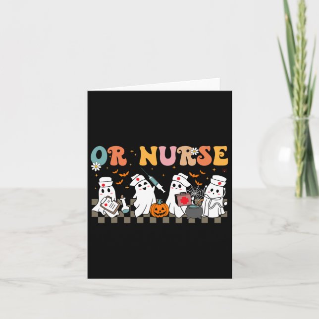 Oder Nurse Spooky Ghost Halloween Niedliche Pflege Karte (Vorderseite)