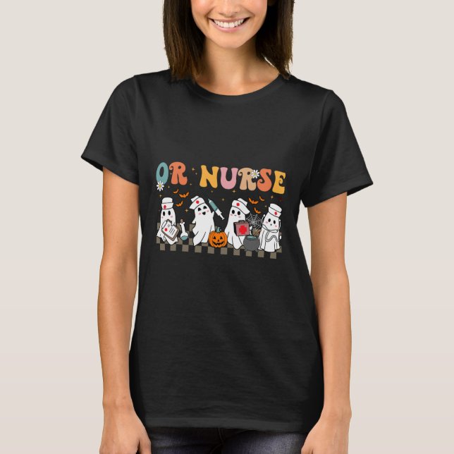 Oder Nurse Spooky Ghost Halloween Niedliche Pflege T-Shirt (Vorderseite)