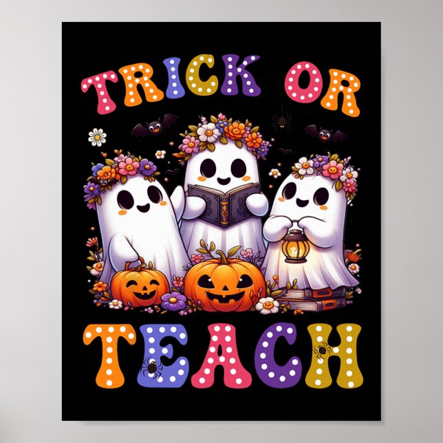 Oder unterrichte Halloween-Geist-Kürbis-gruseliger Poster (Vorne)