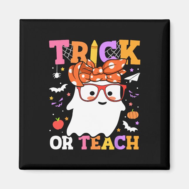Oder unterrichten Lehrer glücklich Halloween-Geist Magnet (Vorne)