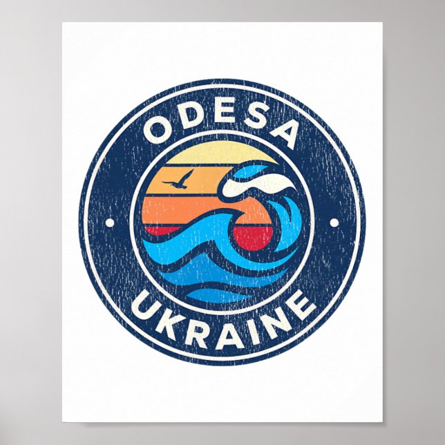 Odesa Ukraine Vintage Nautical Waves Design  Poster (Vorne)