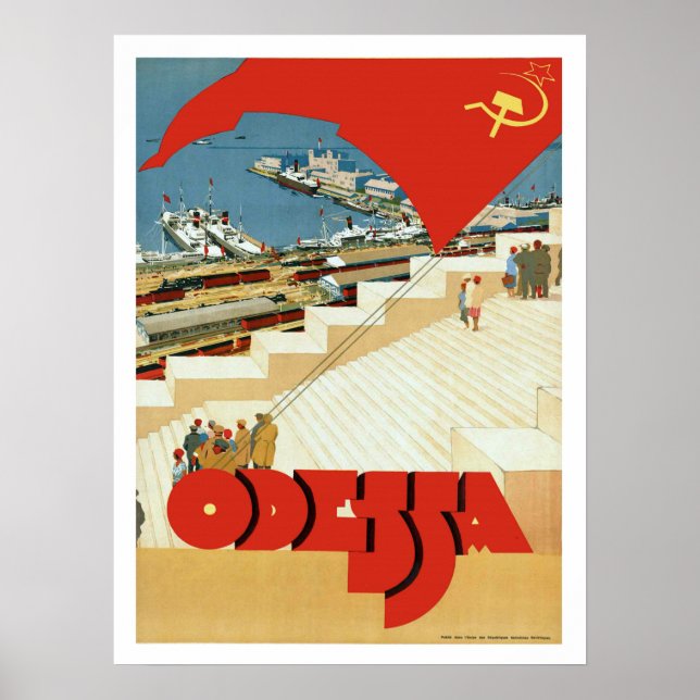 Odessa, sowjetische Gewerkschaft, Vintage-Reisepla Poster (Vorne)