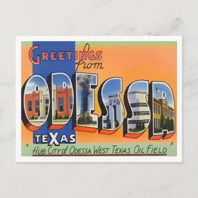 Odessa, Texas Big Letters Postcard Postkarte (Vorderseite)