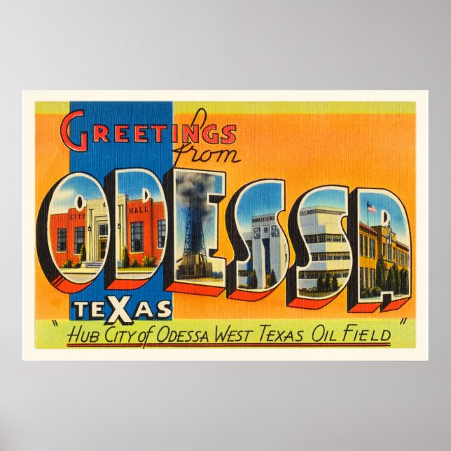Odessa Texas TX Old Vintage Travel Souvenir Poster (Vorne)