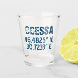 Odessa Ukraine Latitude & Longitude beunruhigt Schnapsglas