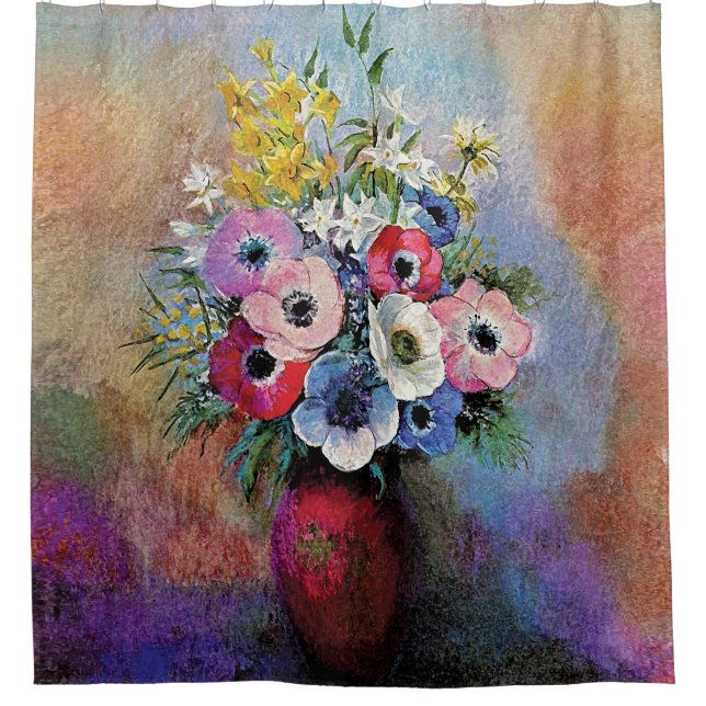 Odilon Redon Anemones - Kunstsymbolismus Duschvorhang (Vorderseite)