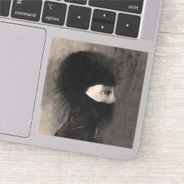 Odilon Redon Armor. Dunkle Frau sieht sich der Kun Aufkleber