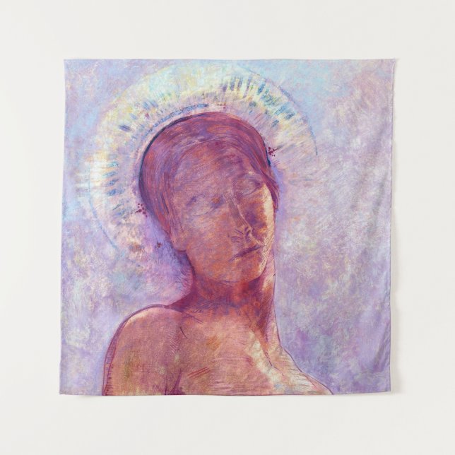 Odilon Redon, geschlossene Augen 1889 Wandteppich (Vorderseite)