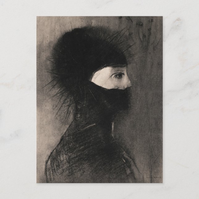 Odilon Redon. Rüstung. Dunkle Frau Gesicht. Symbol Postkarte (Vorderseite)
