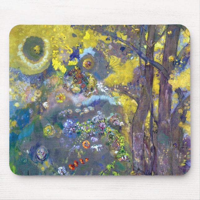 Odilon Redon Trees on a Yellow Background Mousepad (Vorne)