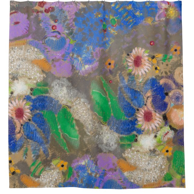 Odilon Redons abstrakte Blume Hintergrund. Duschvorhang (Vorderseite)
