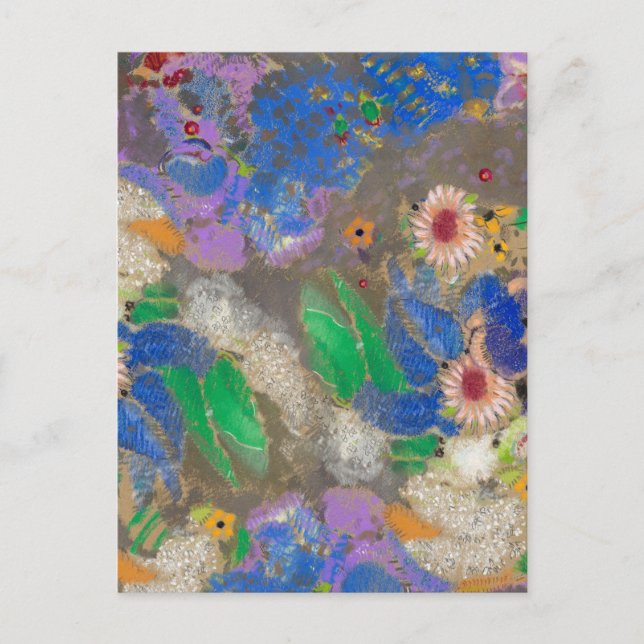 Odilon Redons abstrakte Blume Hintergrund. Postkarte (Vorderseite)