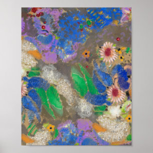 Odilon Redons abstrakter Blumenhintergrund. Poster