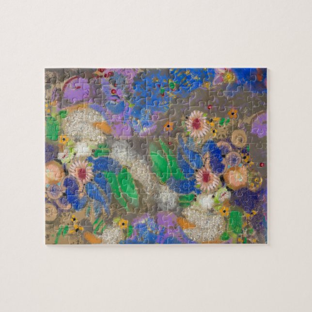 Odilon Redons abstrakter Blumenhintergrund. Puzzle (Horizontal)