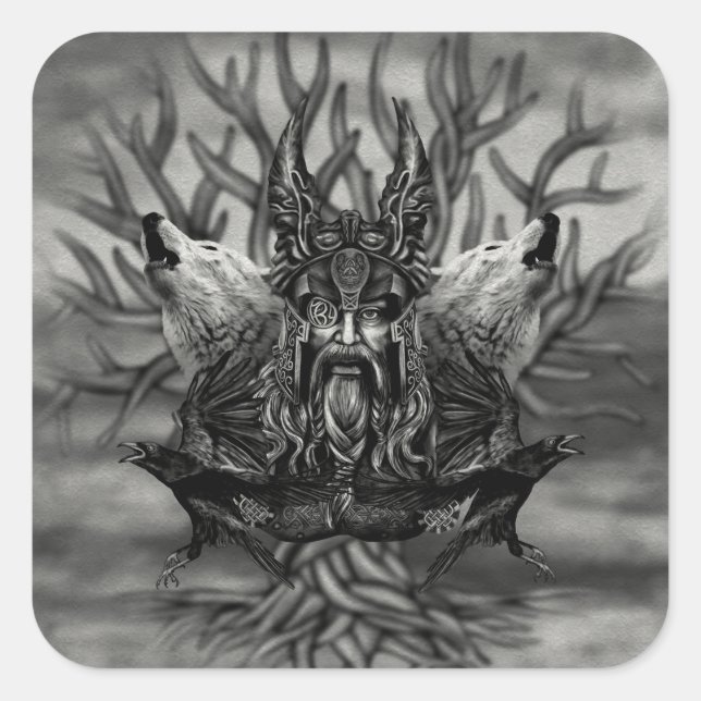 Odin-All-Father Quadratischer Aufkleber (Vorderseite)