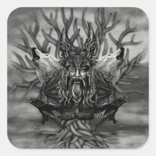 Odin-All-Father Quadratischer Aufkleber