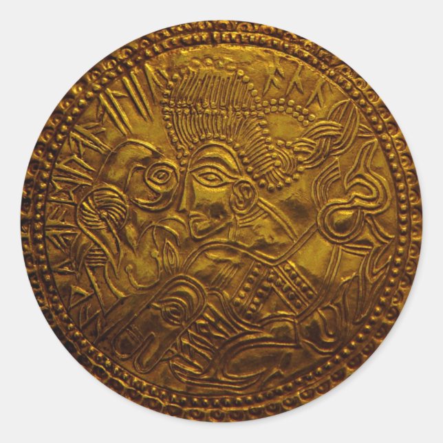 Odin Bracteate Runder Aufkleber (Vorderseite)