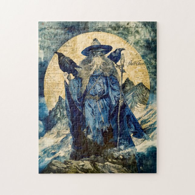 Odin der Einäugige mit seinen zwei Raben Puzzle (Vertikal)