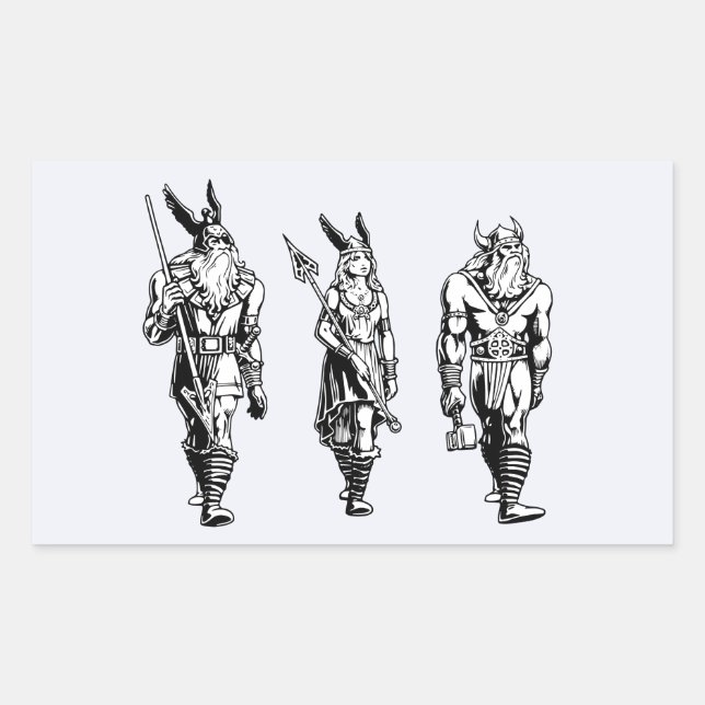 Odin, Freyja & Thor Rechteckiger Aufkleber (Vorderseite)
