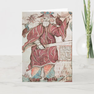 Odin mit seinen beiden Krähen, Hugin und Munin Karte