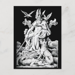 Odin, nordische Mythologie Gott, Vintage-Illustrat Postkarte