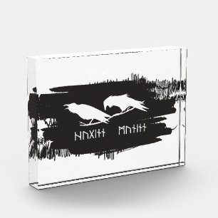 Odin-Rabe-Krähe-Wikinger-Mythologie Runen runisch Fotoblock