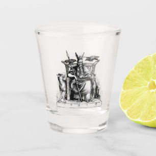 Odin Raben auf steinernem Thron Wikinger-Mythologi Schnapsglas