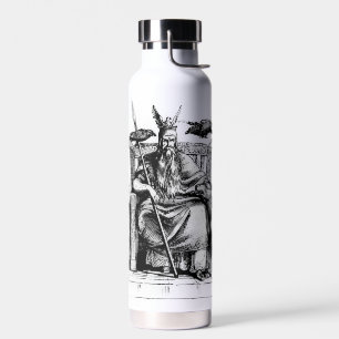 Odin-Raben auf steinernem Thron Wikinger-Mythologi Trinkflasche