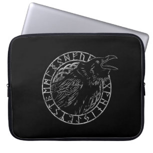 Odin Raben Huginn Muninn Wikinger Runenkreis Laptopschutzhülle