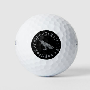 Odin Raben-Krähen-Viking-Mythologierunen runic Golfball