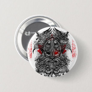 Odin-Raben-Schwerter Wikinger-Mythologie Kanada-Fl Button