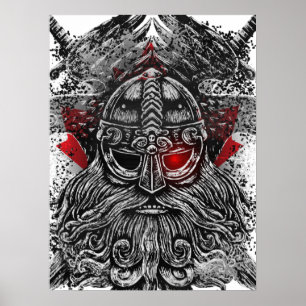 Odin-Raben-Schwerter Wikinger-Mythologie Kanada-Fl Poster