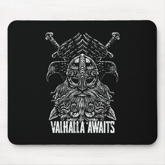 Odin Raben Viking-Mythologie Walhall erwartet Mousepad (Vorne)
