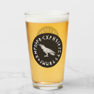Odin Raven Crow Viking Mythology läuft rundum Glas