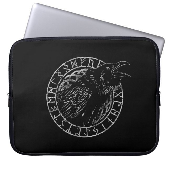 Odin Raven Crow Viking Mythology läuft rundum Laptopschutzhülle (Vorderseite)