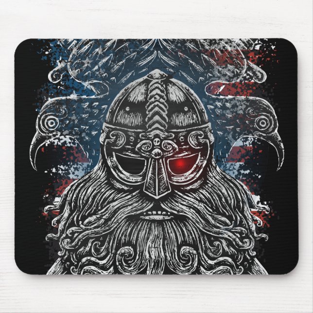 Odin ravens and Schwerter Viking Mythology USA fla Mousepad (Vorne)