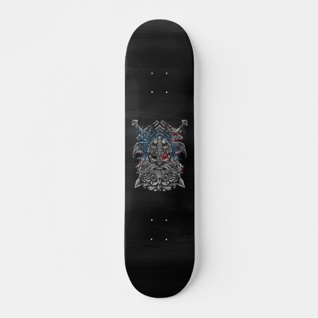 Odin ravens and Schwerter Viking Mythology USA fla Skateboard (Vorne)
