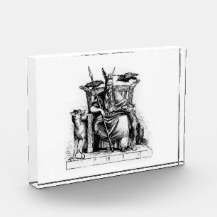 Odin ravens auf seinem Steinthron, der die Mytholo Fotoblock